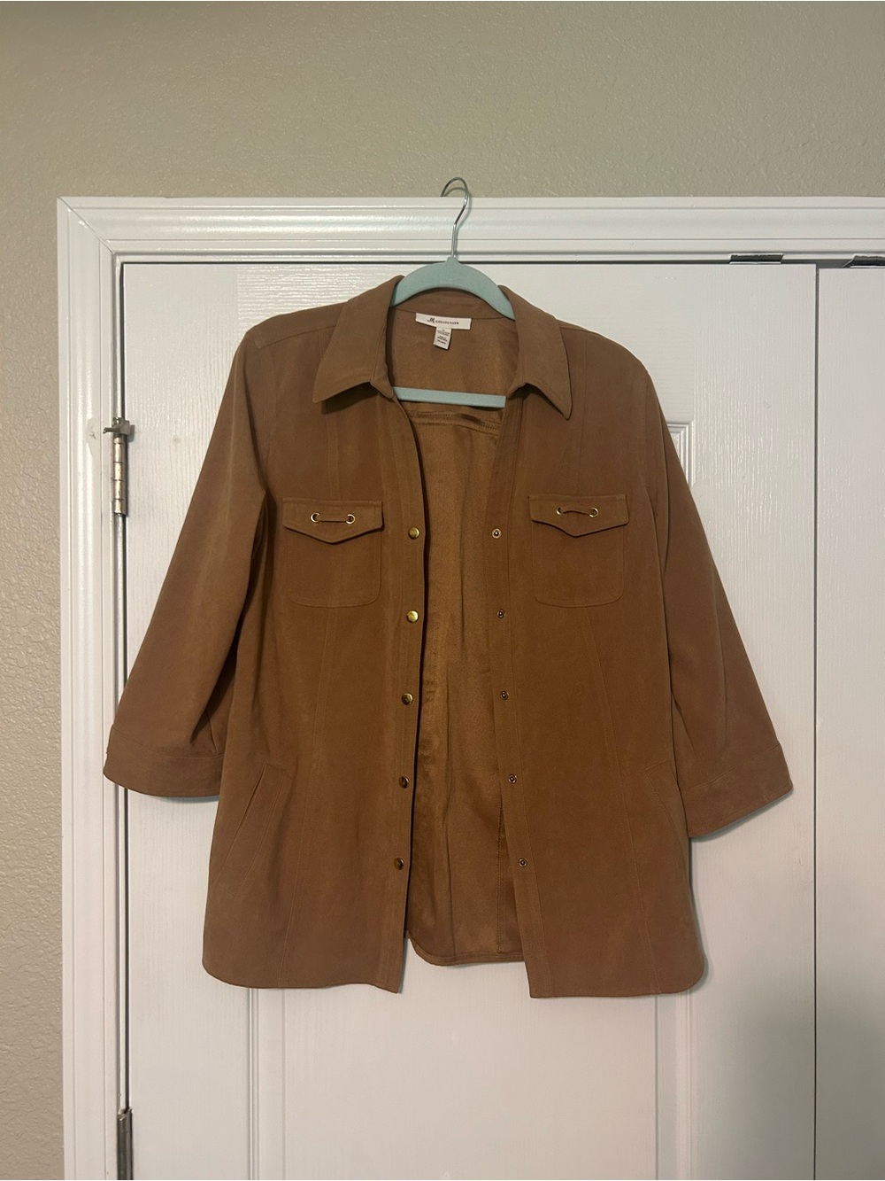 JM Collection Brown Suede Utility Jacket